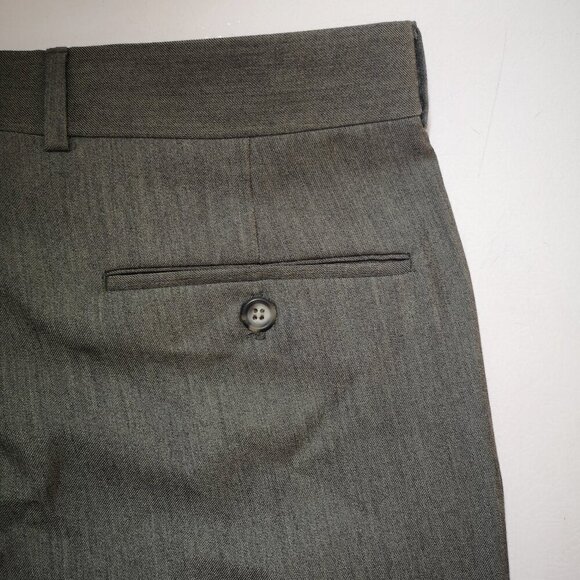 Cricketeer Men's Flat Front Olive Green 35% Wool Made in Canada Dress Pants - Picture 6 of 11